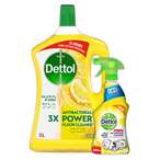 اشتري ديتول باور منظف الأرضيات المضاد للبكتريا برائحة الليمون، 3 ليتر +   بخاخ الرذاذ القوي المنظف لجميع الأغراض برائحة الليمون ، 500 مل في الكويت