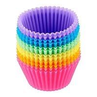 Generic Soldout 12 Pcs Silicone Cake Mold Round Shaped Muffin Cupcake Baking Molds Kitchen Cooking Bakeware Maker Cake Decorating Tools (Multicolor, Pack Of 12)