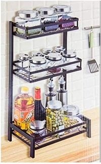 AtrauX 3-Tier, Multi-Function Kitchen Storage Rack for Multipurpose, Usage-Spices Storage, Kitchen Utensils Storage, Toilet Accessories Storage, etc