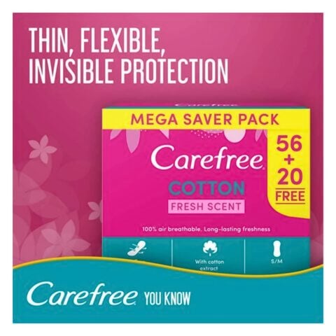 Carefree Cotton Aloe Pantyliners S/M 56 Pieces