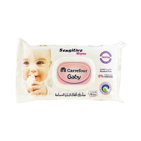 Carrefour Baby Sensitive Wipes 56 Pieces