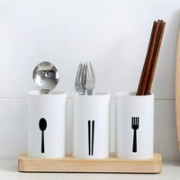 Aiwanto Chopstick Spoon Fork Cutlery Holder Rack Kitchen Storage Box Spoon Fork Holder Storage With Wood Base For Kitchen Countertop