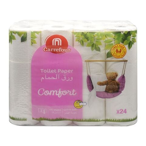 Carrefour Comfort Toilet Paper Roll White 175 Rollx24