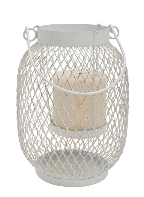 White Metal  Lantern with Handle