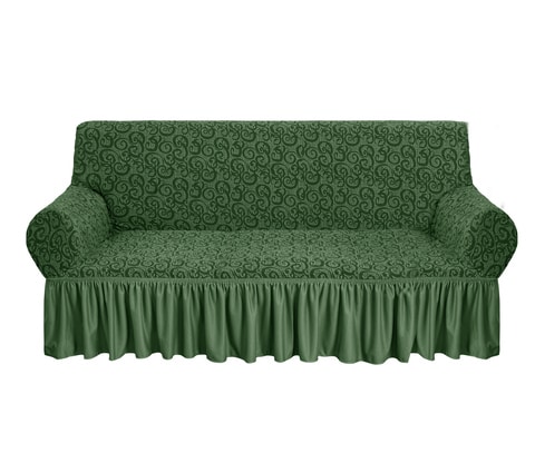 Jacquard Fabric Stretchable Three Seater Sofa Cover Olive Green