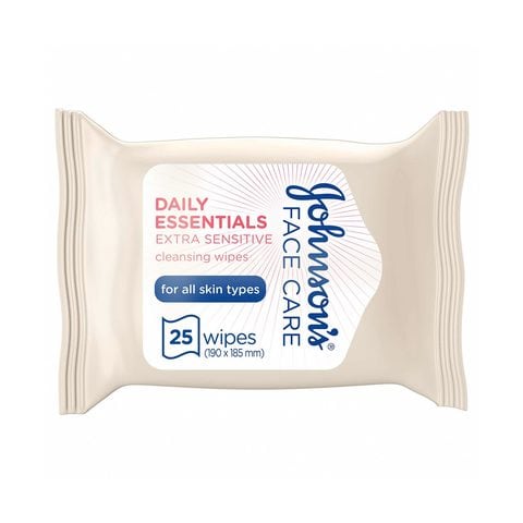 Johnson&#39;s daily essentials extra sensitive cleansing for all skin types 25 wips