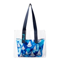 Anemoss Sailboat Clear Bag, Large, Waterproof Beach Tote, Transparent See Through Clear Bags for Women, Carrying to Beach, Pool, Shopping and Travel