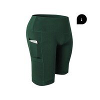 Aiwanto Ladies Yoga Exercise Shorts Half Shorts Elastic Type Gym Shorts(Large, Green)