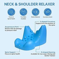 Neck and Shoulder Relaxer, Cervical Traction Device and Neck Stretcher,Cervical Spine Alignment, Chiropractic Pillow, Traction Pillow, Neck Massager for TMJ Pain Relief, Neck Pillow(Blue)