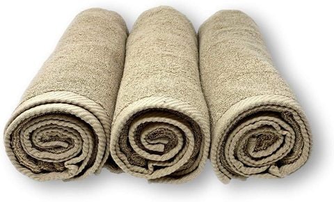 Lushh Premium SPA,GYM,POOL SALOON Towels, 100% Cotton Bath Towel 3Pcs 70x140 Cm, Beige