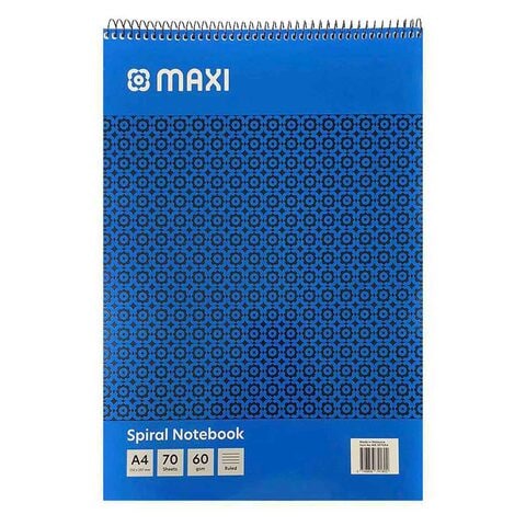 Maxi A4 Spiral Ruled Notebook 70 Sheets Blue