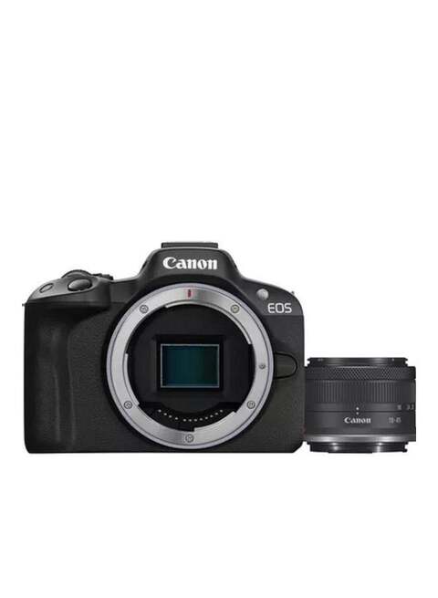 Canon EOS R50 Mirrorless Camera with RF-S 18-45mm f4.5-6.3 IS STM Lens -  Black