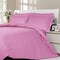 رزلان UAE- طقم غطاء لحاف  لون وردي لسرير مفرد أو توأم.كامل مع ملاءة مثبتة (3 قطع)