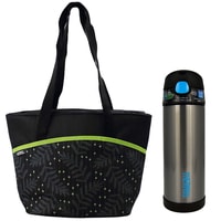 THERMOS RAYA-9 CAN LUNCH TOTE-GREEN DOT + THERMOS FUNTAINER STAINLESS STEEL HYDRATION BOTTLE 470 ML- Combo