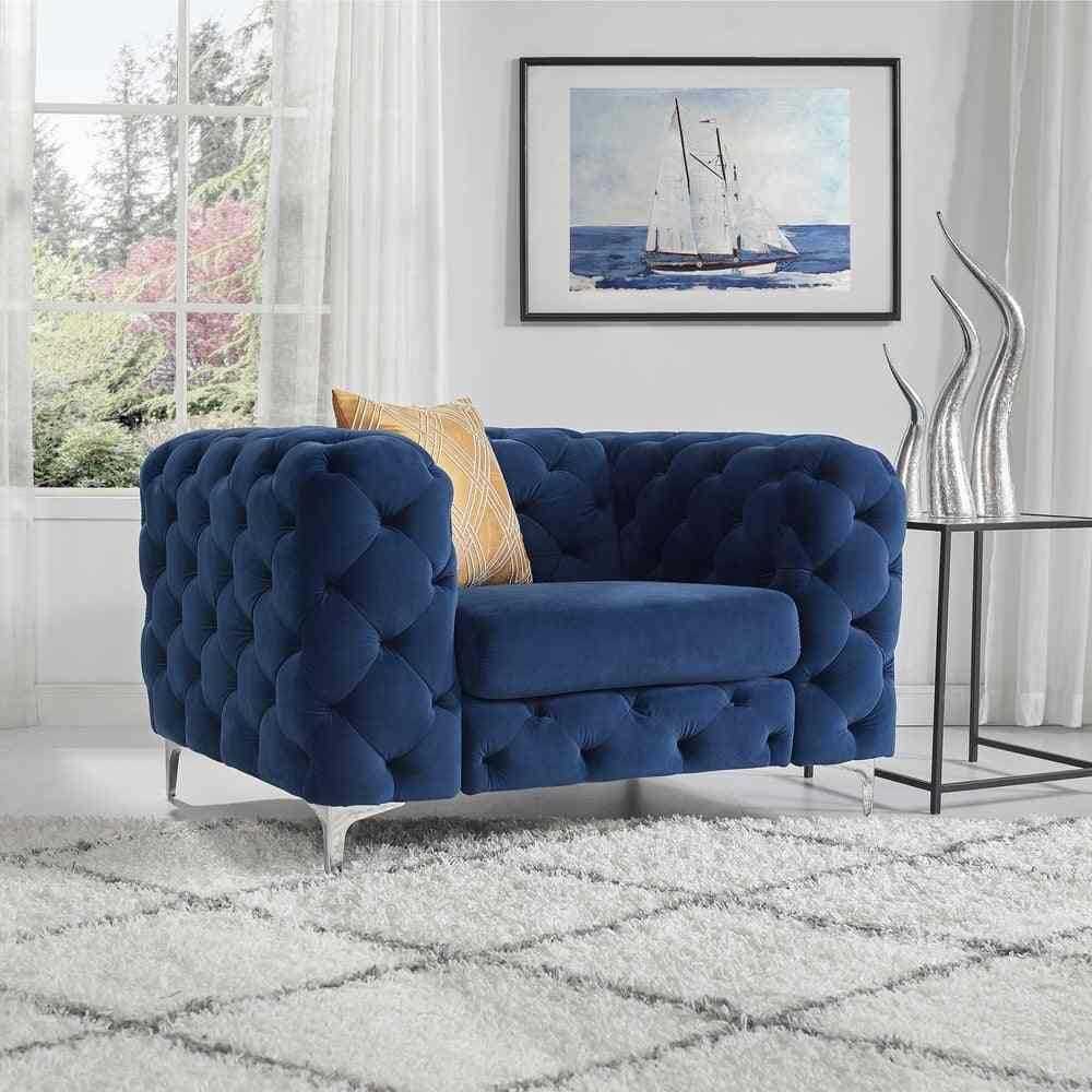 Buy Simple Velvet fabric sofa, the body of the sofa is botton tufted