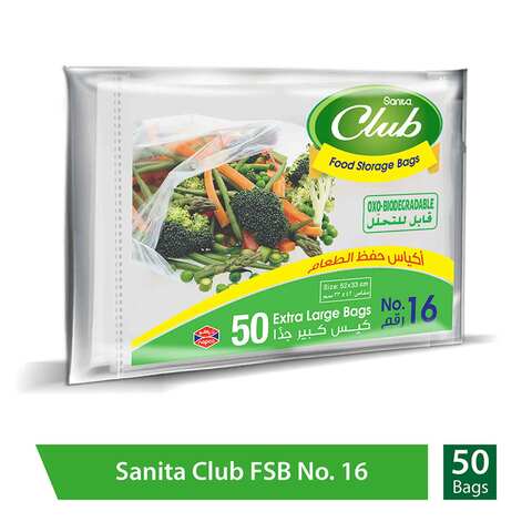 Sanita Club Food Storage Bags Biodegradable #16 50 Bags