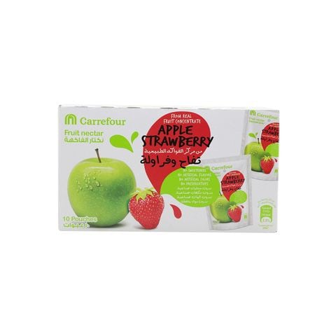 كارفور عصير نكتار بنكهة التفاح والفراولة 200 مل 10 حبات