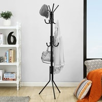 Decdeal - HOME ORGANIZER Steel Standing Coat Rack with Hooks Clothes Jacket Hat Umbrella Organizer Holder Furniture for Home Bedroom Entryway