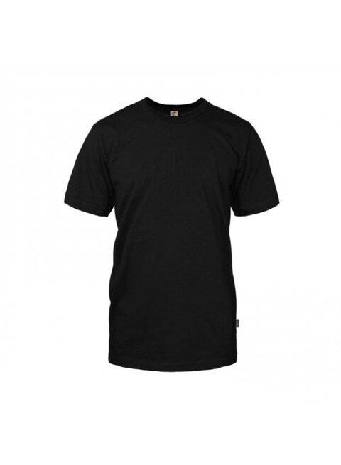 Boxy Microfiber Round Neck Plain T-shirt - Black