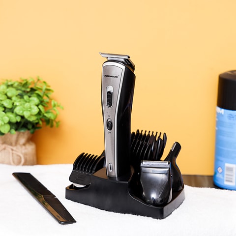 Olsenmark OMTR4036 Rechargeable Grooming Set, 10 In 1 - Ni-Cd Battery - 30 Minutes Working - Clipper Head, Beard Trimmer, Nose Trimmer, Shaver, Precision Trimmer Head - Charging Indicator