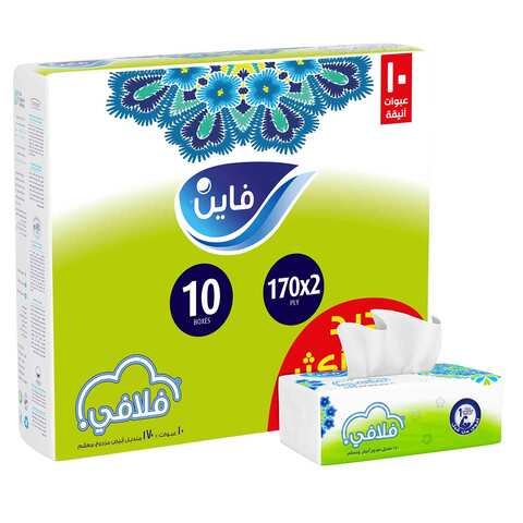 Fine Fluffy Facial Tissues 170 Sheet 2 Ply 10 Pieces