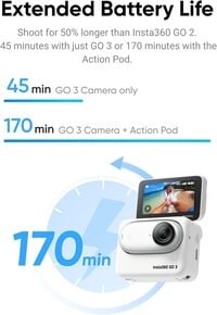 Insta360 GO 3 (32GB) &ndash; Small &amp; Lightweight Action Camera, Portable And Versatile, Hands-Free POV, Mount Anywhere, Stabilization, Multifunctional Action Pod, Waterproof, For Travel, Sports, Vlog