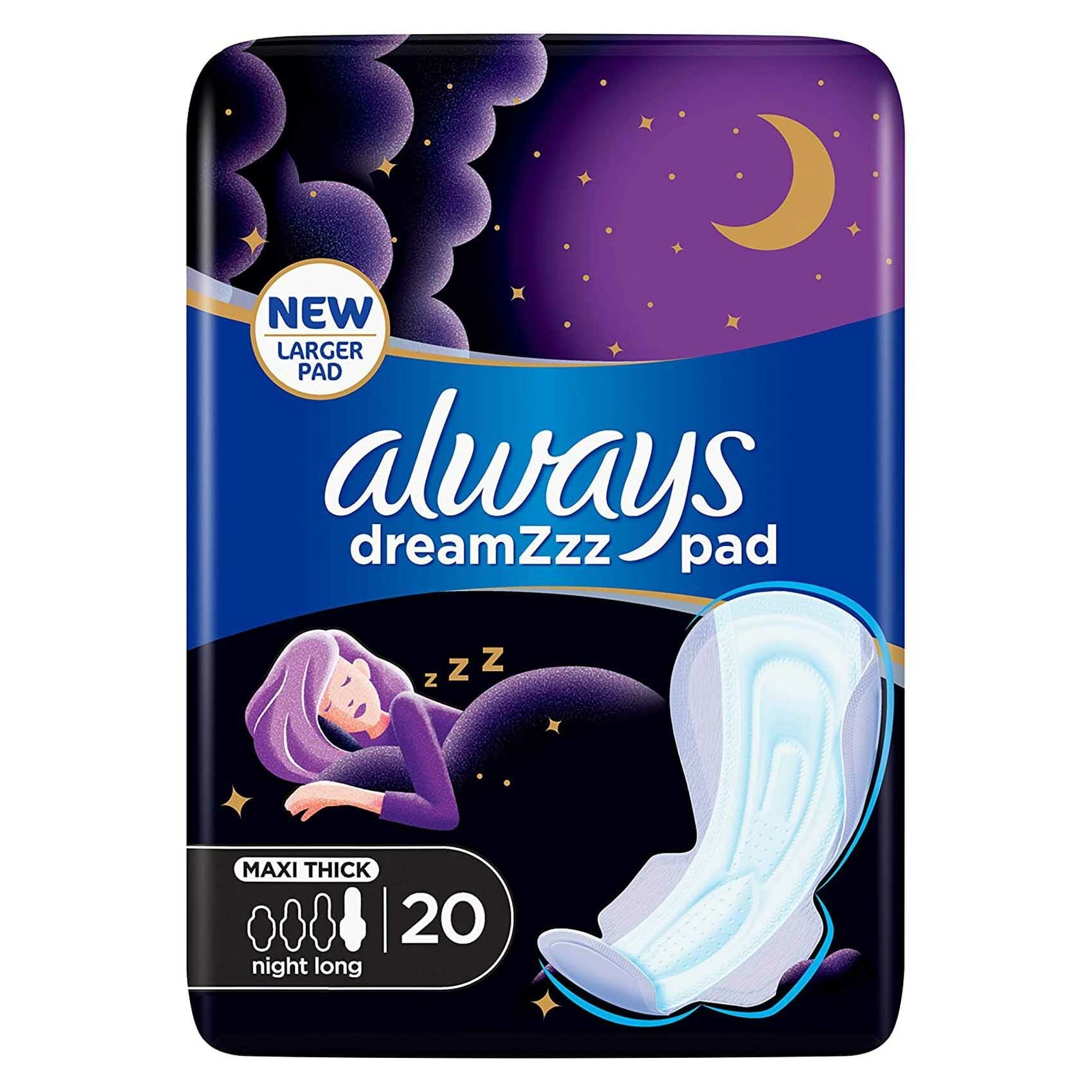 Buy Always Dreamzz Pad Clean And Dry Maxi Thick Night Long Sanitary Pads With Wings 20ct Online