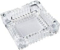 Square Glass Ashtray for Home Indoor and Outdoor Decorative Square Tabletop Ashtray for Cigars Cigarettes