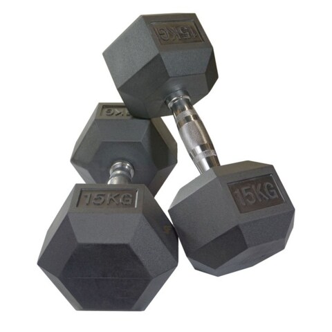 Buy Harley Fitness 15.00KG Rubber Coated Fixed Hex Dumbbell 1 Pair