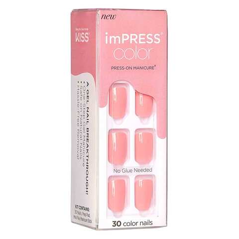 Kiss Impress Nail Kit Frosting Press-on Manicure Color Pretty Pink 30 Pieces
