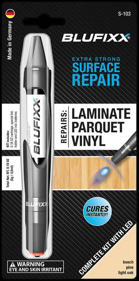 BLUFIXX Strong Surface Repair Kit For LAMINATE/PARQUET/ VINYL (Beech, Pine and Light oak) Floor With LED Light