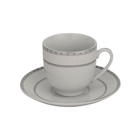 Royalford Cup &amp; Saucer Set, Food Grade Material, 180ml Cup, Rf10554, Mocha Cup, Turkish Coffee Cup, 6Pcs Each Cup And Saucer, Freezer Safe &amp; Chip Resistant, Premium Porcelain