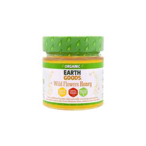 Earth Goods Organic Wild Flower Honey 100% raw Unflitered Pesicide free 250 g
