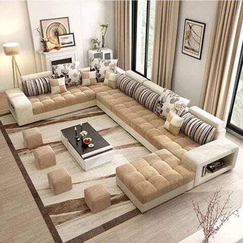 Living Room Sofa - Sofa set - Fashion Fabric Sofa - Combination Set - Cafe Hotel Furniture - Simple Leisure Sofa.CREAM