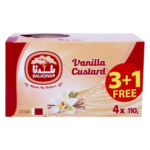 Baladna Vanilla Custard 110g x Pack of 4 Online | Carrefour Qatar