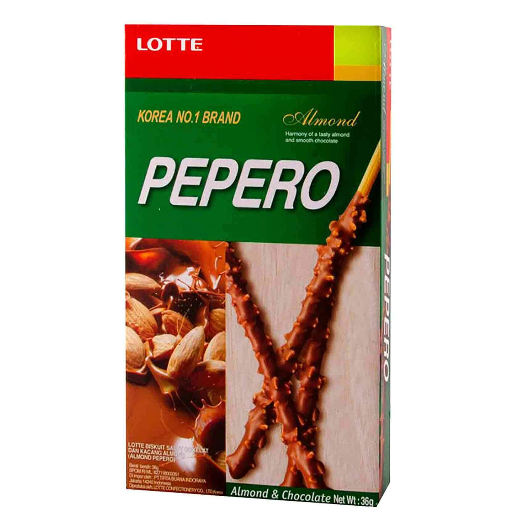 Buy Lotte Almond Pepero Chocolate 36g Online Shop Food Cupboard On Carrefour Uae