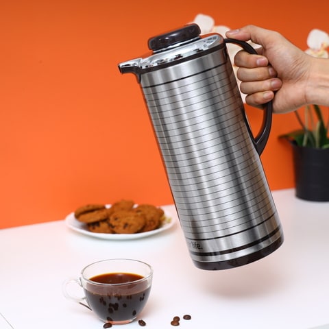 Glass Vacuum Thermal Jug Thermos Hot & Cold Drink 1.3L