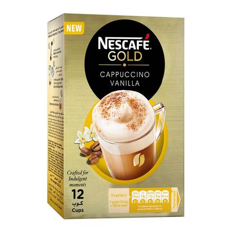 Buy Nescafe Cappuccino Gold Vanilla - 18 Gram - 12 Sachets Online - Shop  Beverages on Carrefour Egypt