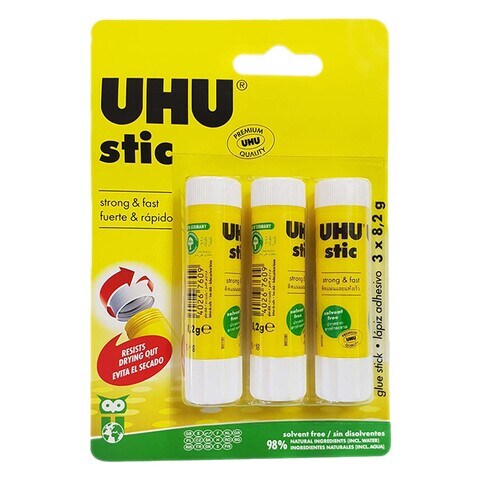 UHU Stic Solvent Free Glue Stick White 8.2g 3 PCS