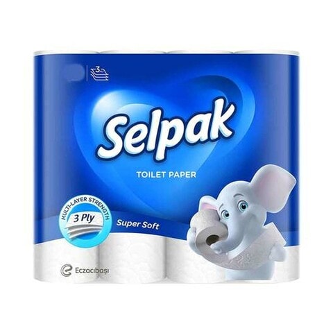 Selpak 3 Ply Super Soft Toilet Paper Rolls 12 count White
