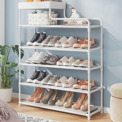 6 tier Freestanding Large Capacity with Storage Box Shoe Organizers for Entrance Hallway Front Door Living Room Shoe Cabinet (white)