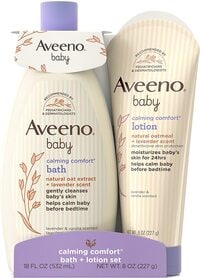 Aveeno Baby Calming Comfort Bath &amp; Lotion Set, Baby Skin Care Products With Natural Oat Extract, Lavender &amp; Vanilla, 2 Items