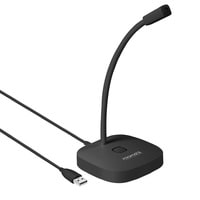 Promate USB Desktop Microphone, High Definition Omni-Directional USB Microphone with Flexible Gooseneck, Mute Touch Button, LED Indicator and Built-In Anti-Tangle Cord, ProMic-1 Black
