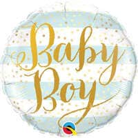 Qualatex Baby Boy Blue Stripes Foil Balloon- 45 cm Size