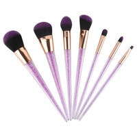 O Ozone 7 In 1 Professional Makeup Brushes Set Unique 7Pcs Cosmetic Brush Powder Foundation Eyeshadow Blush Lip Brush Tool [Transparent Handle With Crystal Particles] - Purple