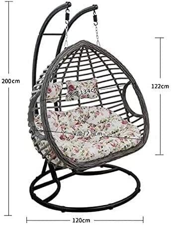 Yulan 2 Person Comfortable Hanging Chair Outdoor Patio Swing Hanging With Double Pole Grey 473