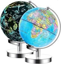 Jomila Illuminated World Globe - Usb 2 In 1 Led Desktop Globe, Interactive Earth With Map And Constellation View Fit For Kids Adults, Ideal Educational Geographic Learning Toy (8 Inch)