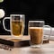 1CHASE&reg; Double Walled Glass Coffee Cups, Set of 2 Large Glass Tea Cup with Handle, 450ml Tall Insulated Coffee Mugs Perfect for Cappuccino, Macchiato, Latte, Tea, Juice, Iced &amp; Hot Beverages&hellip;