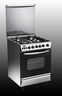 Nikai 60 X 60 Cm, 4 Gas Burners Free Standing Gas Cooking Range, Silver Color With Glass Lid On Top - U6068Fse1, 1 Year Warranty (Installation not Included)