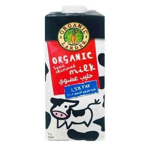 Organic Larder Semi Skim Milk 1L Pack of 6